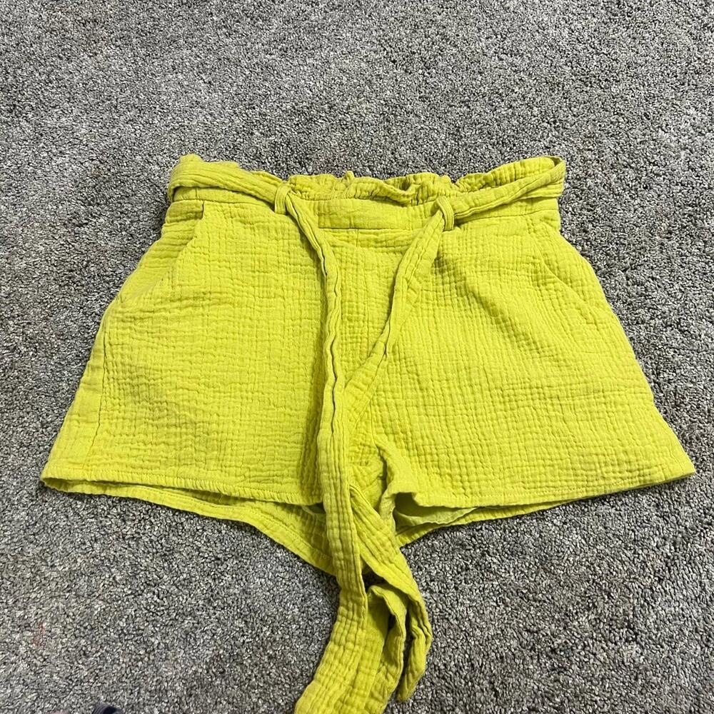 Lulus Women's Lime Green Paperbag High Waist Shorts size Small